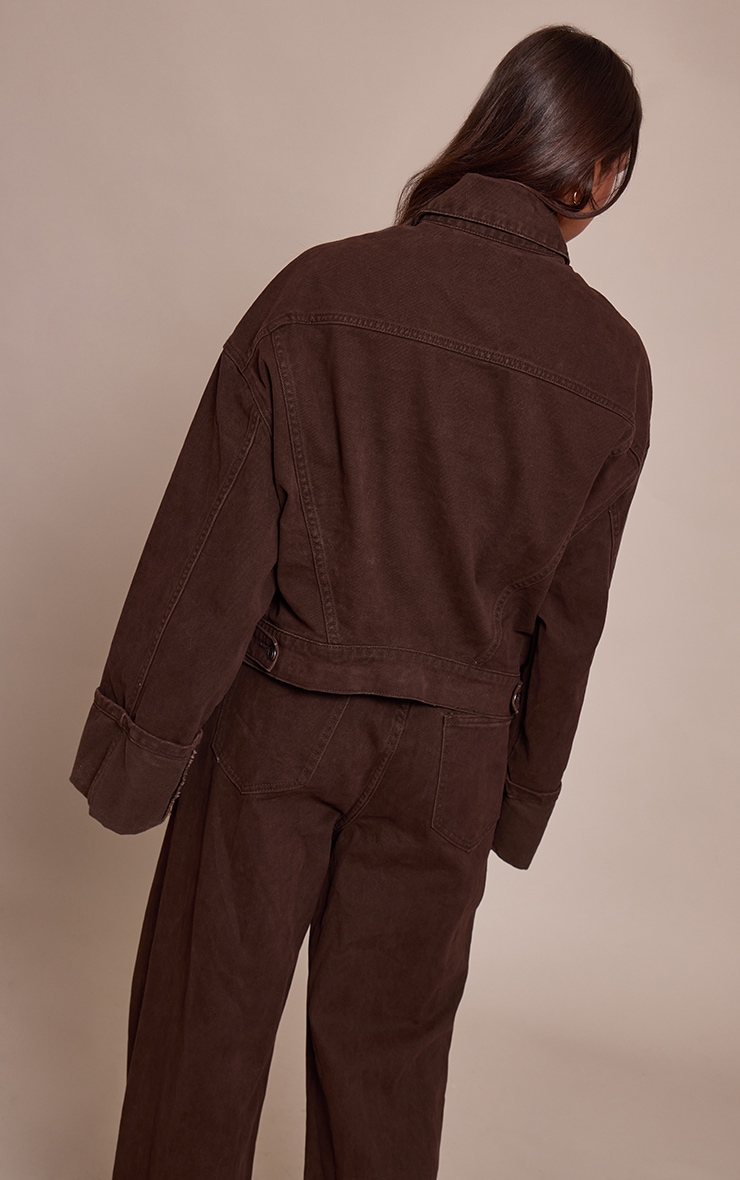 Veste chocolat foncé à poignets retroussés image 2