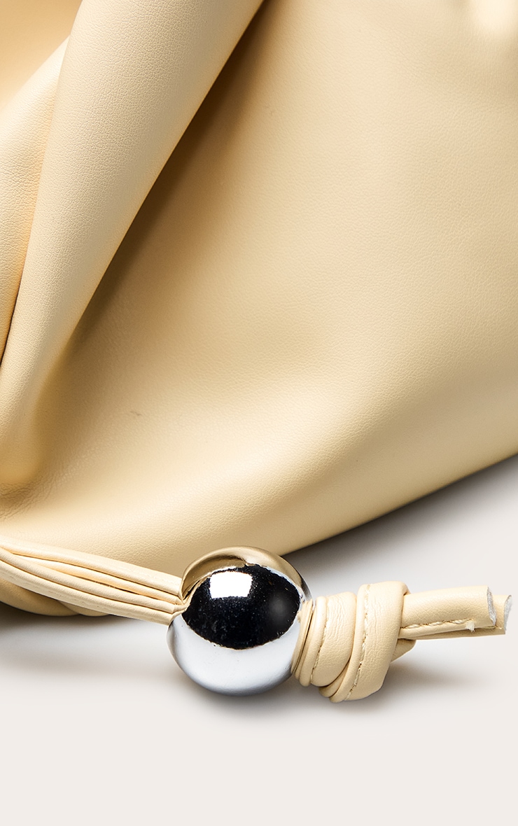 Butter Yellow Bead Ruched Pouch Clutch Bag image 4