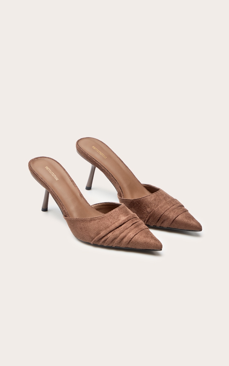 Chocolate Faux Suede Kick Heeled Mule image 4
