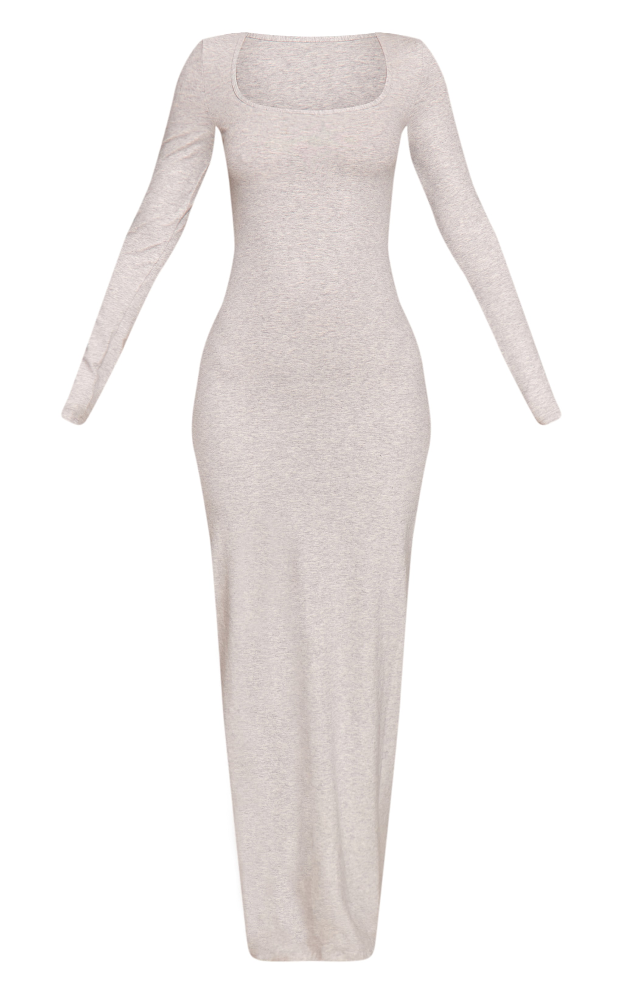 Petite Grey Marl Contour Sculpt Long Sleeve Maxi Dress image 5