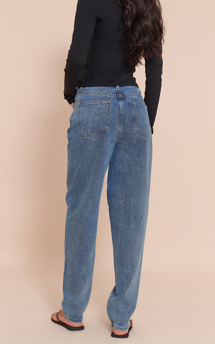 Tall Mid Blue Wash High Waist Mom Jeans image 3