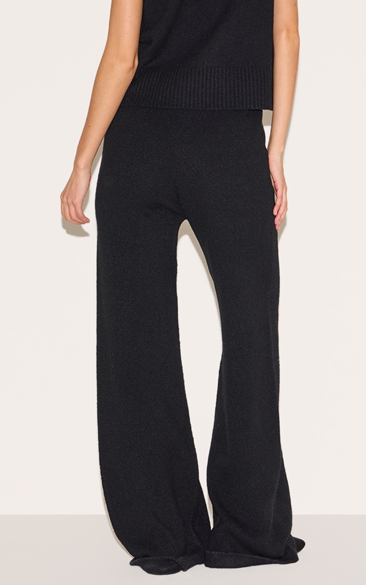 Pantalon large en maille tricot douce noir chiné image 3
