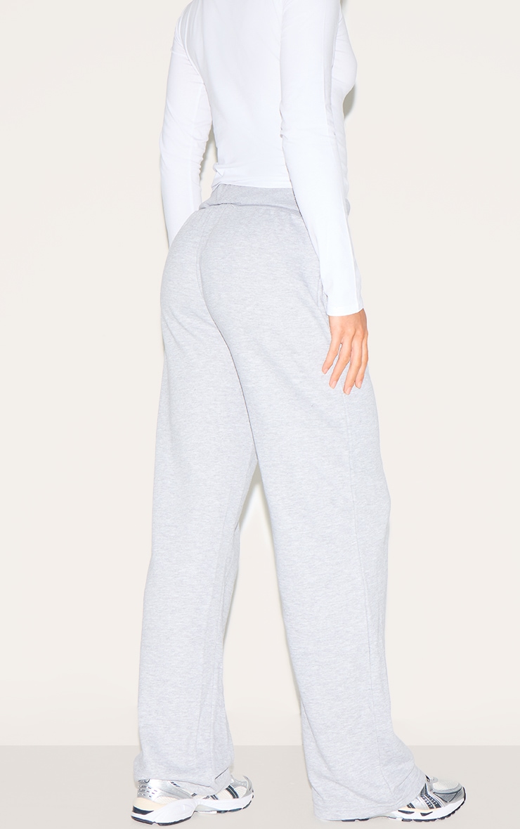Tall Grey Marl Straight Leg Fold Over Sweatpants image 3