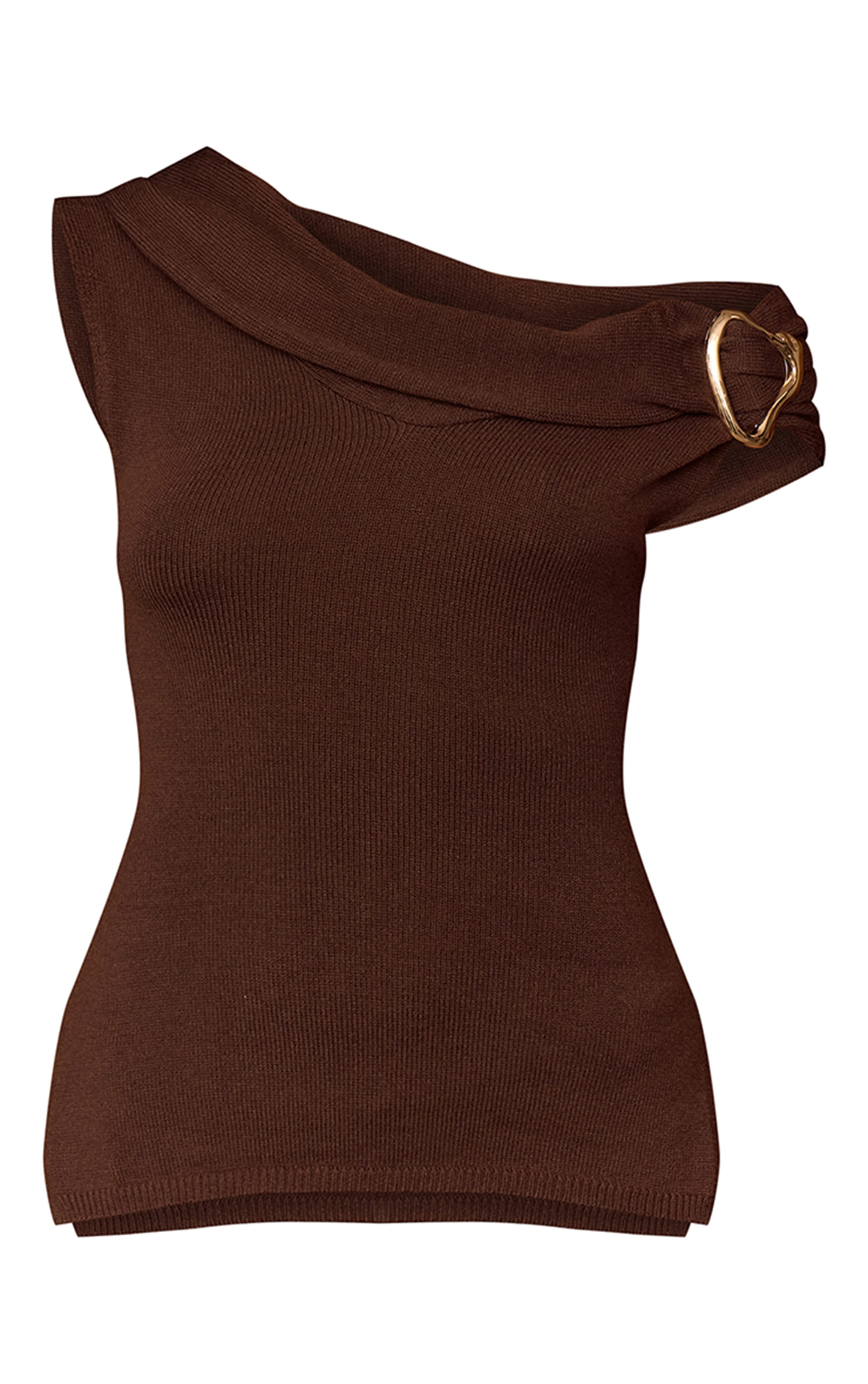 Top en maille tricot chocolat à empiècement image 5