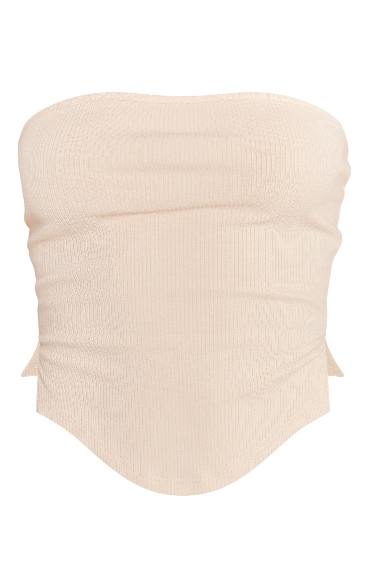 Tan Rib Bandeau Top & Mini Skirt Set image 5