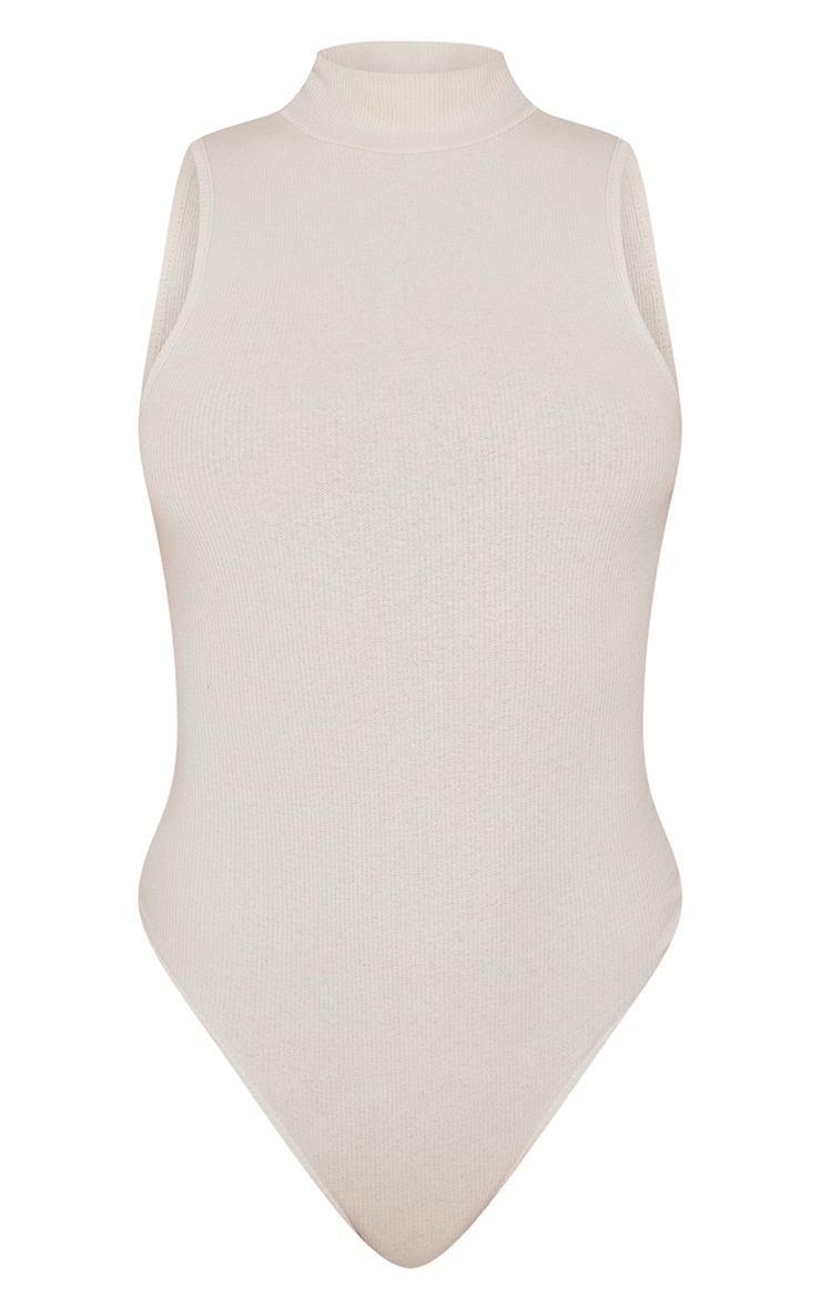 Basic Stone Rib High Neck Sleeveless Bodysuit image 5