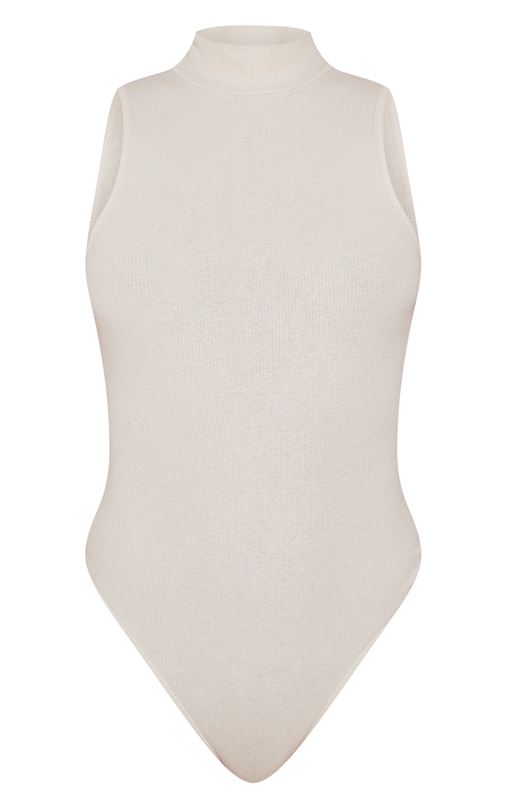 Basic Stone Rib High Neck Sleeveless Bodysuit image 5