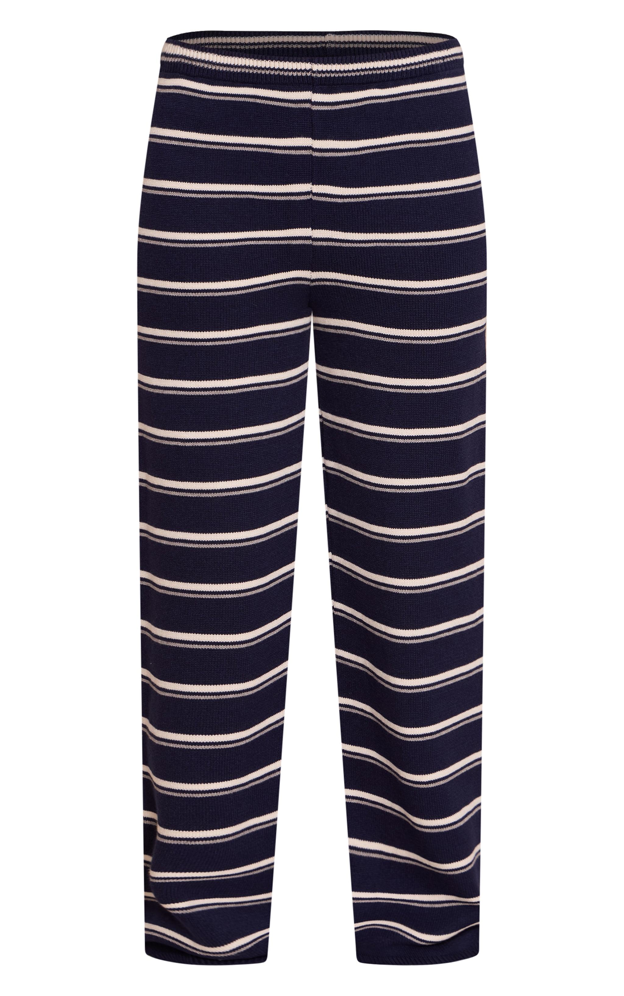 Navy Striped Knitted Trousers image 5