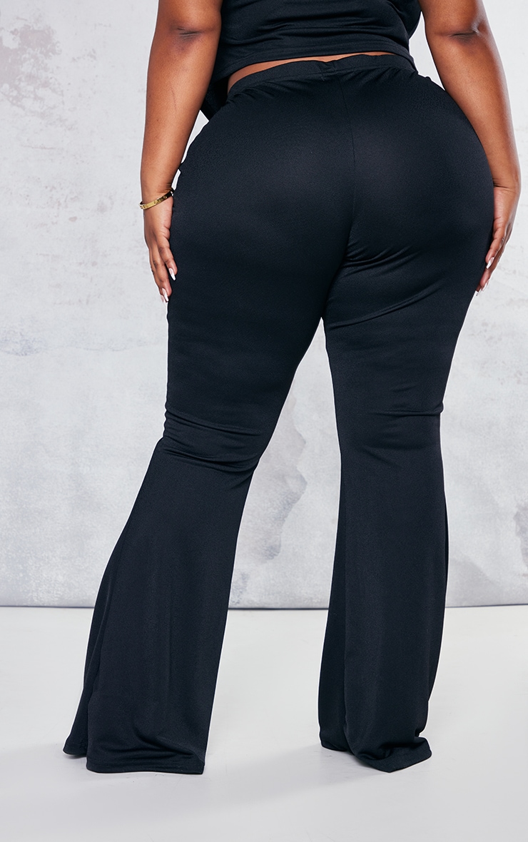 Plus Black Flare Leg High Waisted Pants image 3