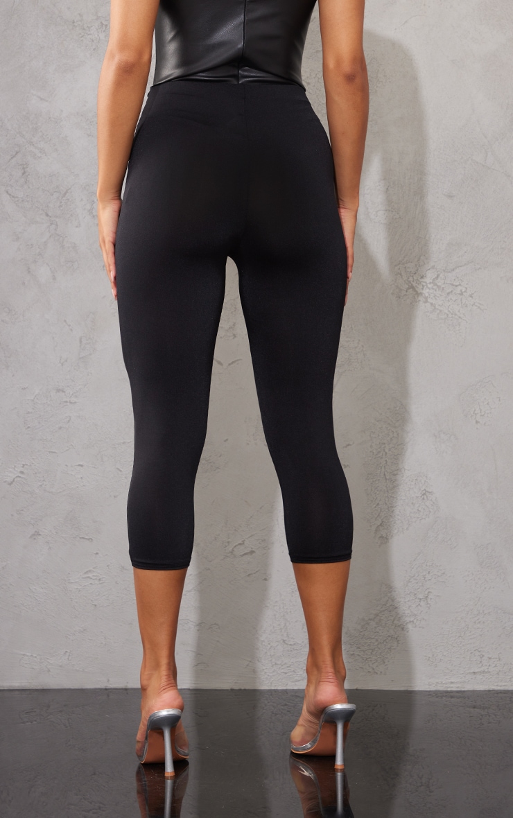 Black Slinky Belted Cropped Leggings image 3