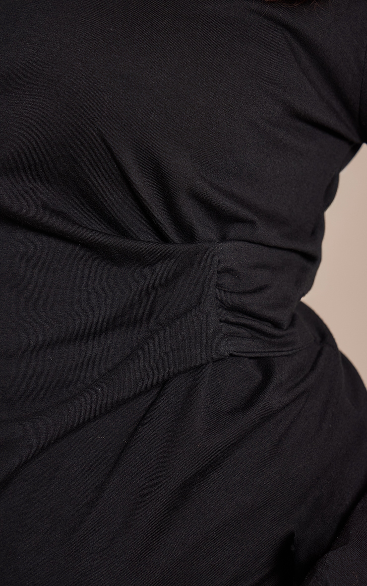 Plus Black Cotton Side Detail Long Sleeve T-shirt  image 4