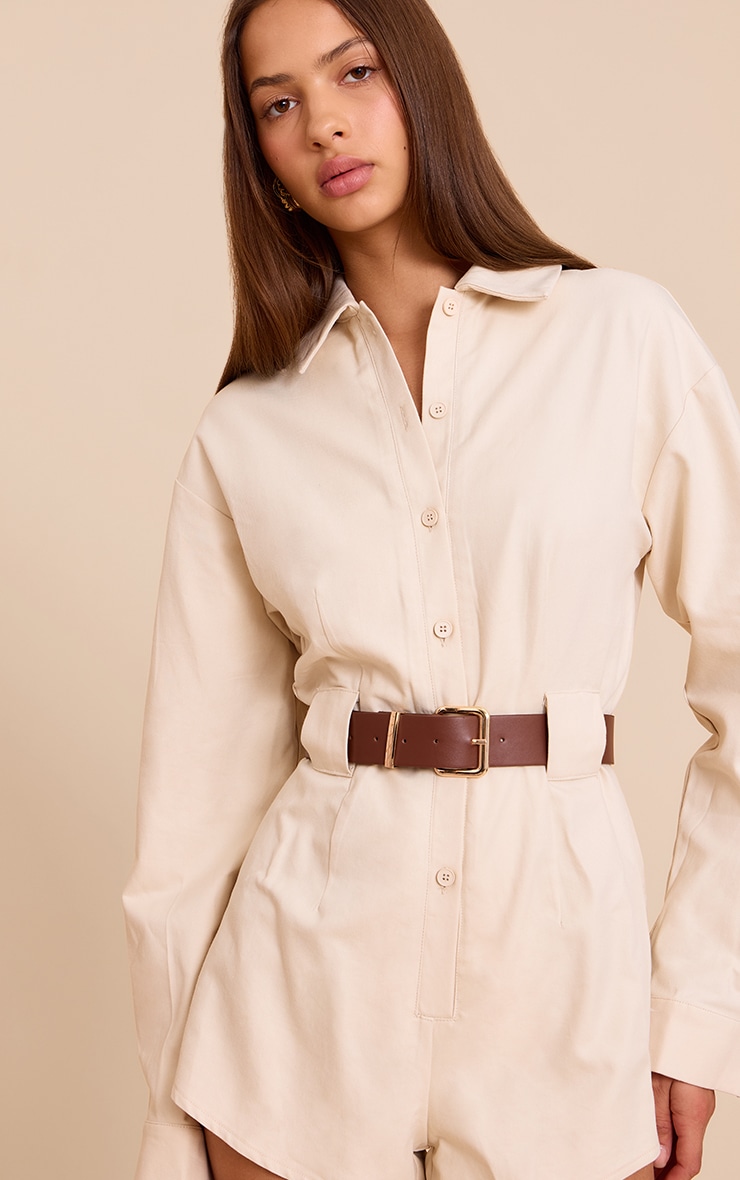 Stone Woven Utility Belted Romper image 1