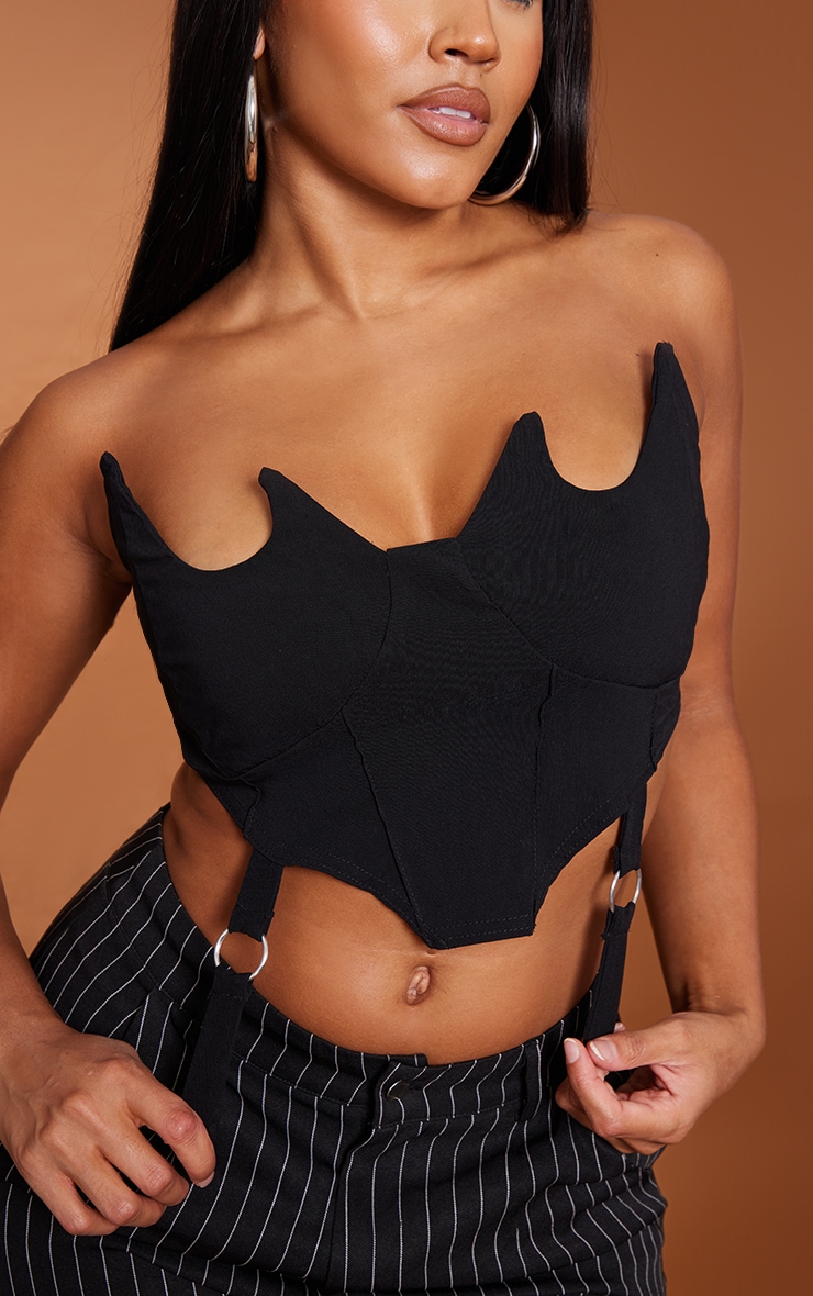 Shape Black Stretch Woven Cut Out Bust Detail Corset Top image 4