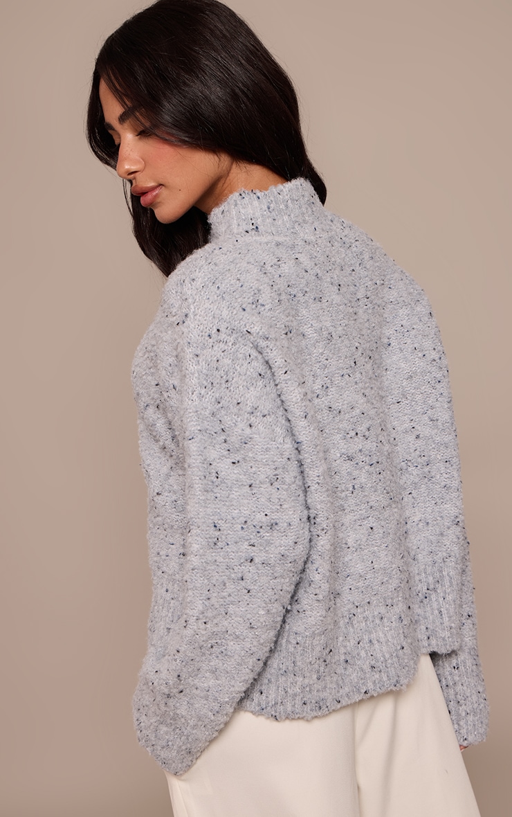 Petite Knitted Grey Marl Oversized Jumper image 2