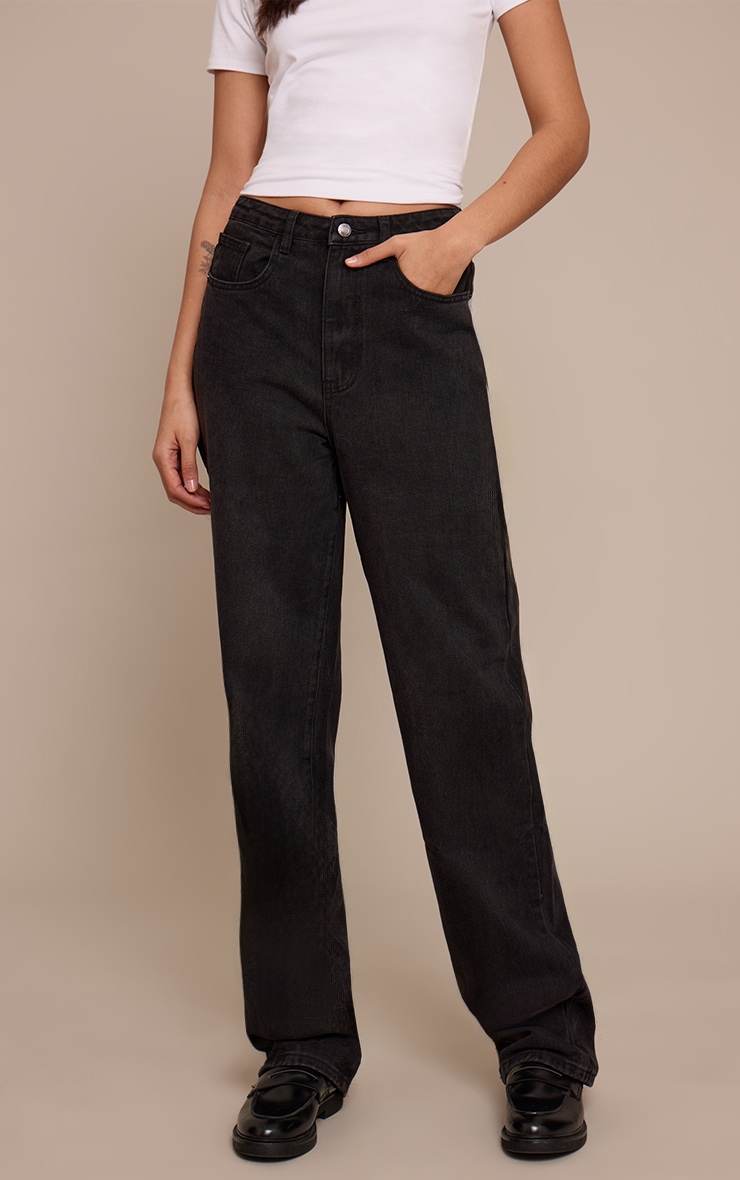 Tall Washed Black Straight Leg Denim Jeans