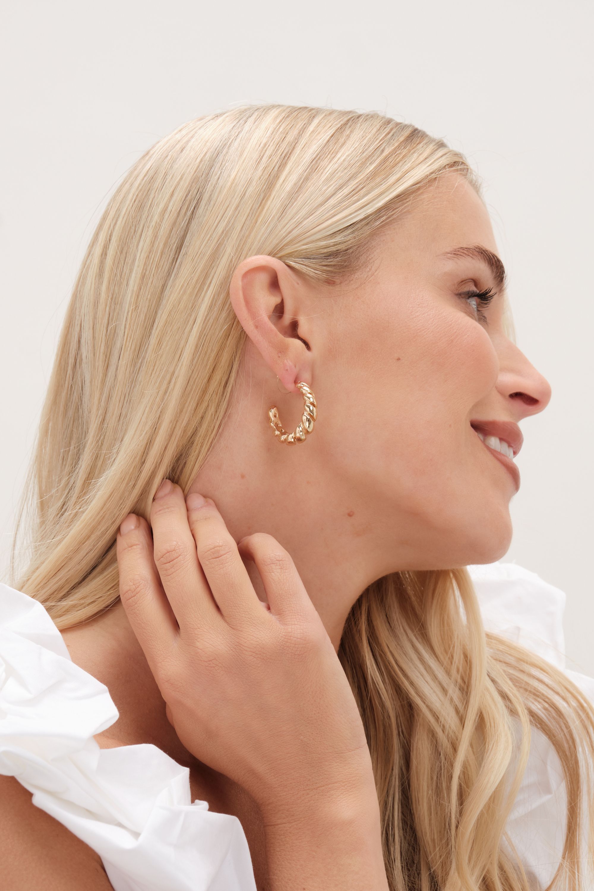 Mood Two Tone Polished Twist Hoop Earrings - Pack Of 3 image 3