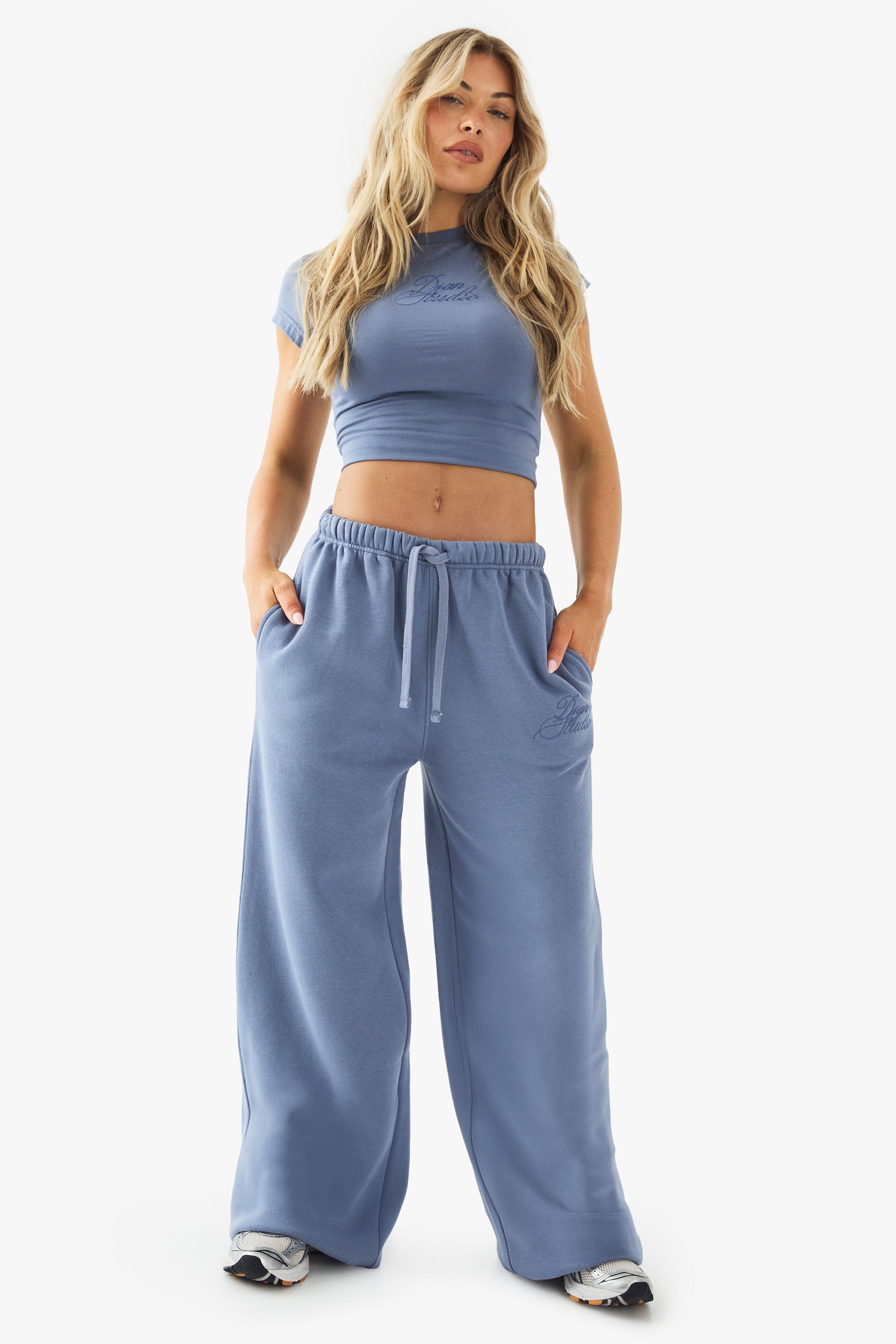 DSGN Studio DSGN Studio Contrast Script Straight Leg Jogger Blue image 3