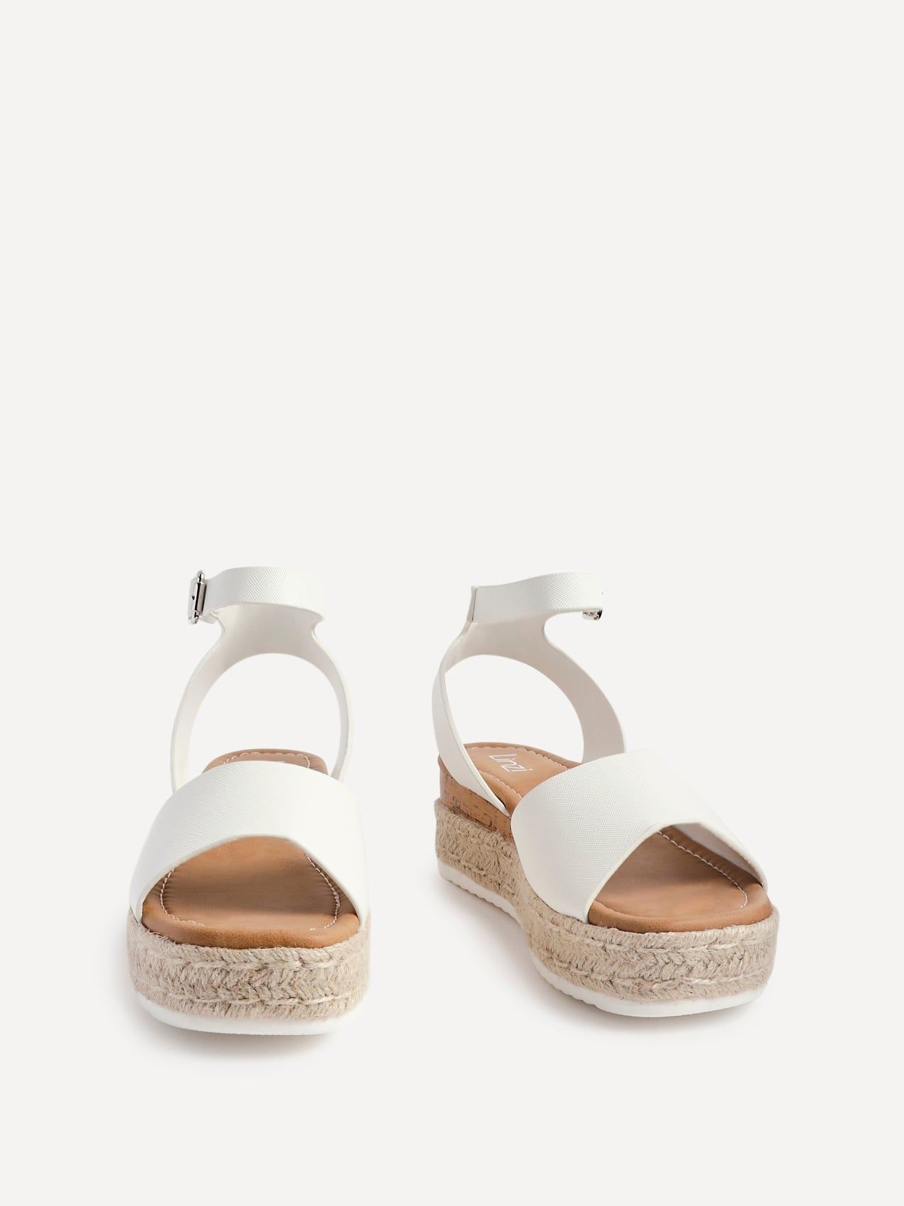 Linzi Paradise White Faux Leather Espadrille Flatform Sandals image 3