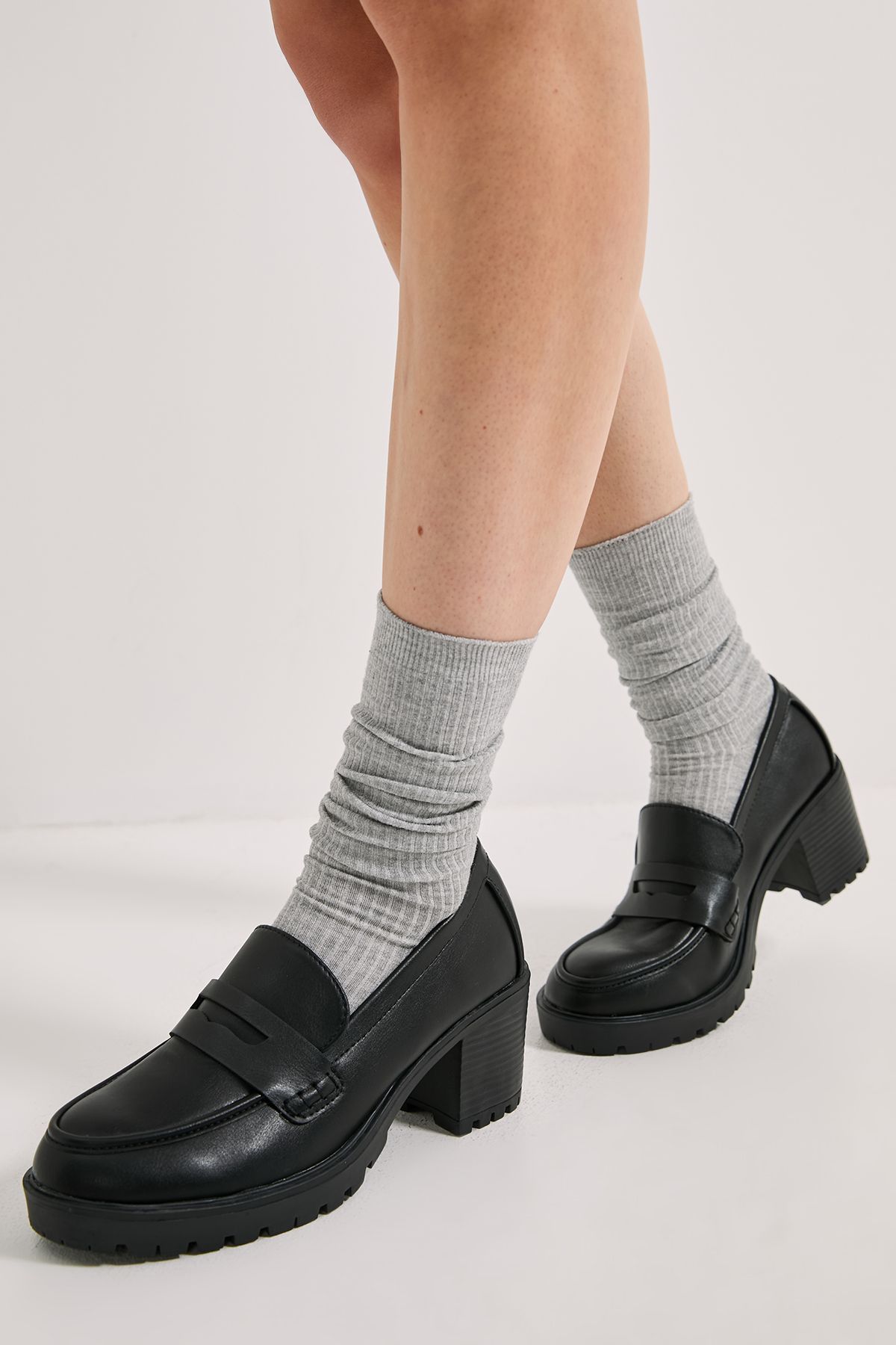 Dorothy Perkins Wide Fit Lenny Heeled Loafers Black image 4