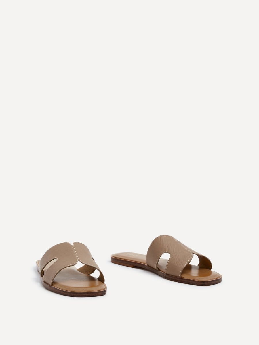 Linzi Petra Taupe Faux Leather Link Design Flat Sandal image 3