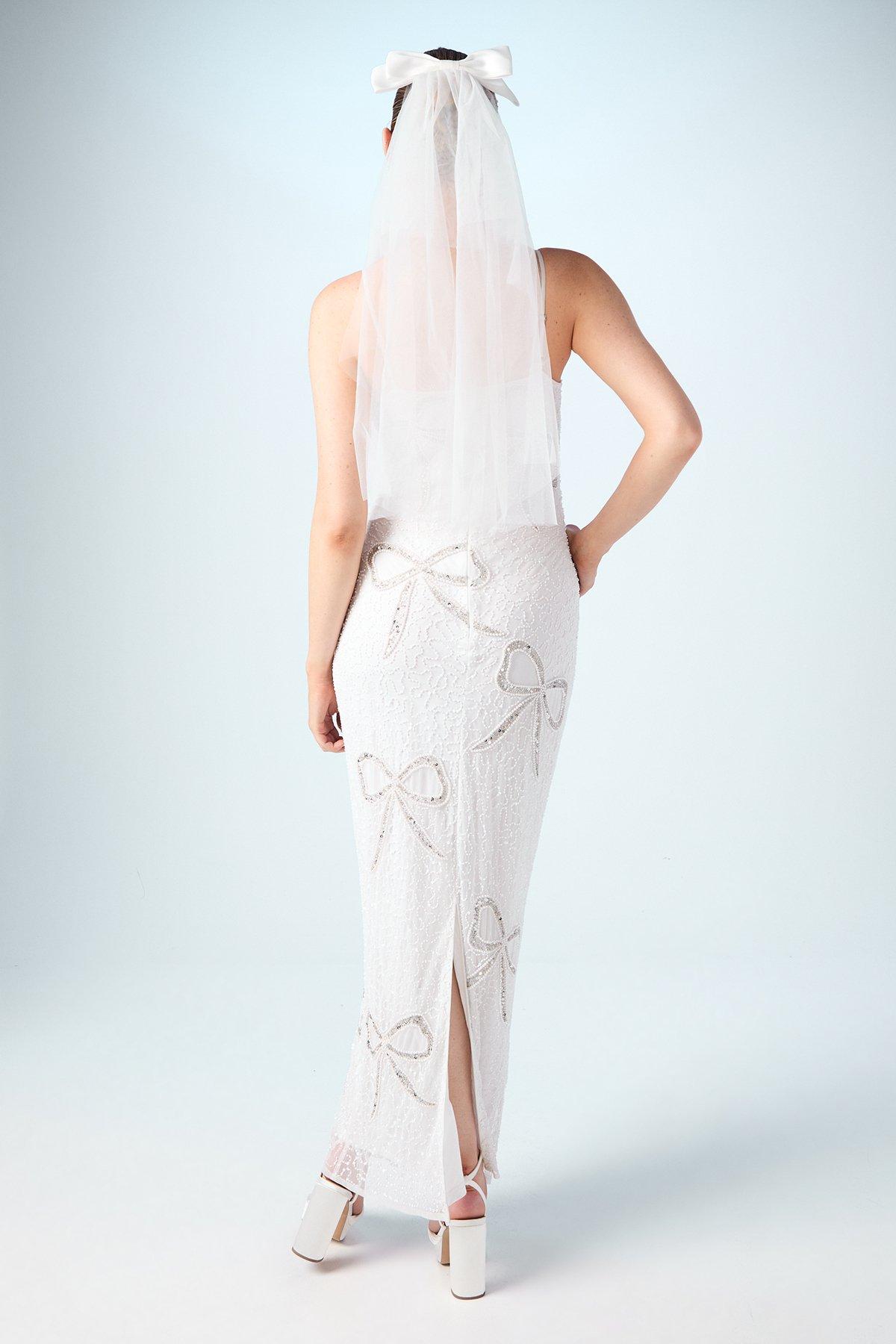 Coast Bow Embellished Maxi Wedding Dress Ivory image 3