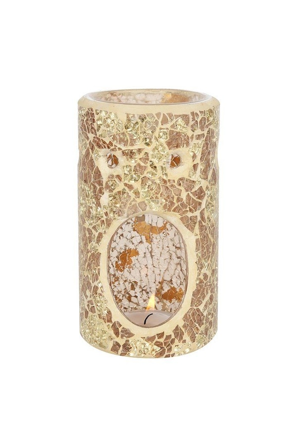 KDMD Gold Pillar Crackle Glass Oil Burner