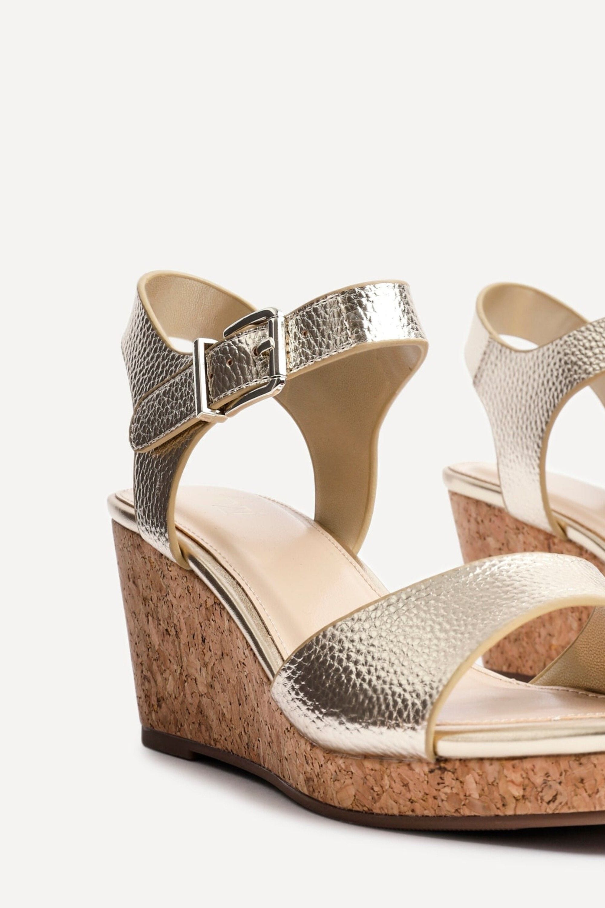 Linzi Sierra Gold Faux Leather Cork Platform Wedge image 5