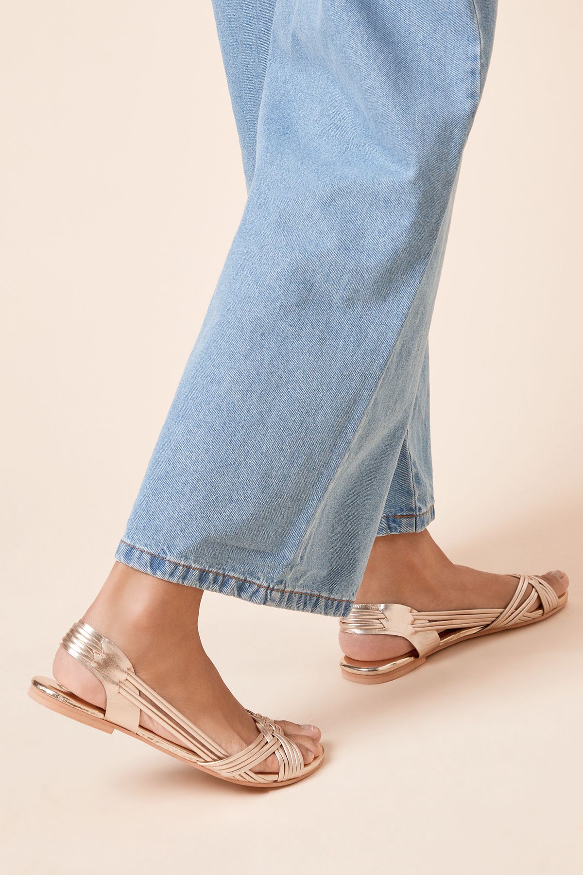 Dorothy Perkins Jocelyn Real Leather Hurache Flat Sandals Gold image 4