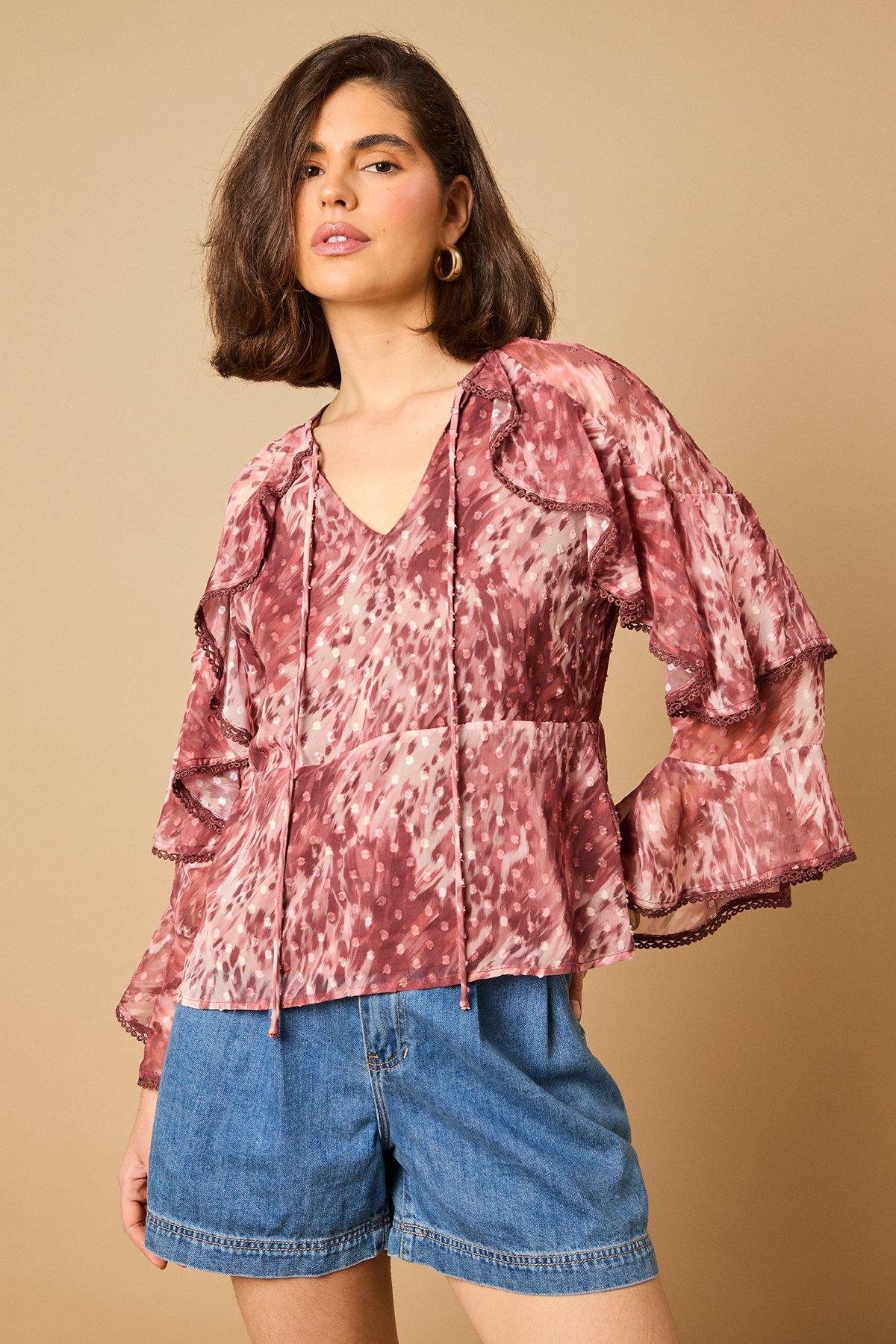 Oasis Floral Ruched Bodice Babydoll Blouse Yellow image 4