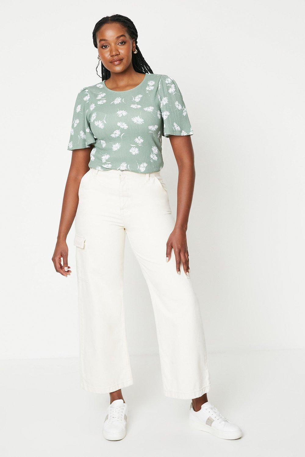 Dorothy Perkins Floral Angel Flutter Sleeve Jersey Top Floral image 2