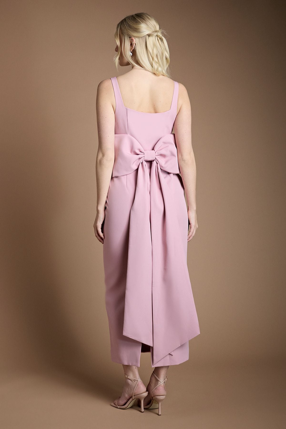 Coast Sleeveless Square Neck Bow Back Midaxi Bridesmaid Dress Antique Rose image 3