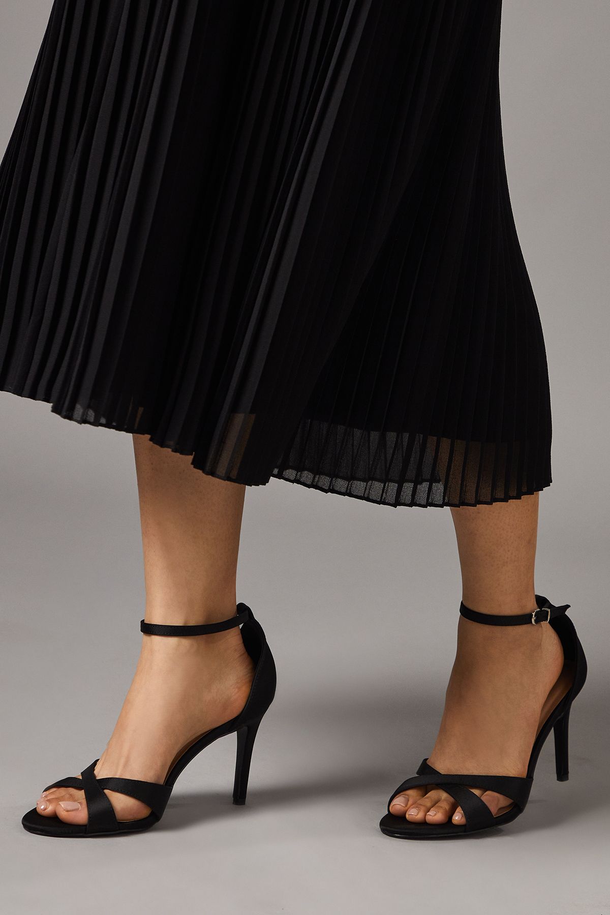 Coast Cadenza Satin Cross Strap High Stiletto Heel Sandals Black image 3