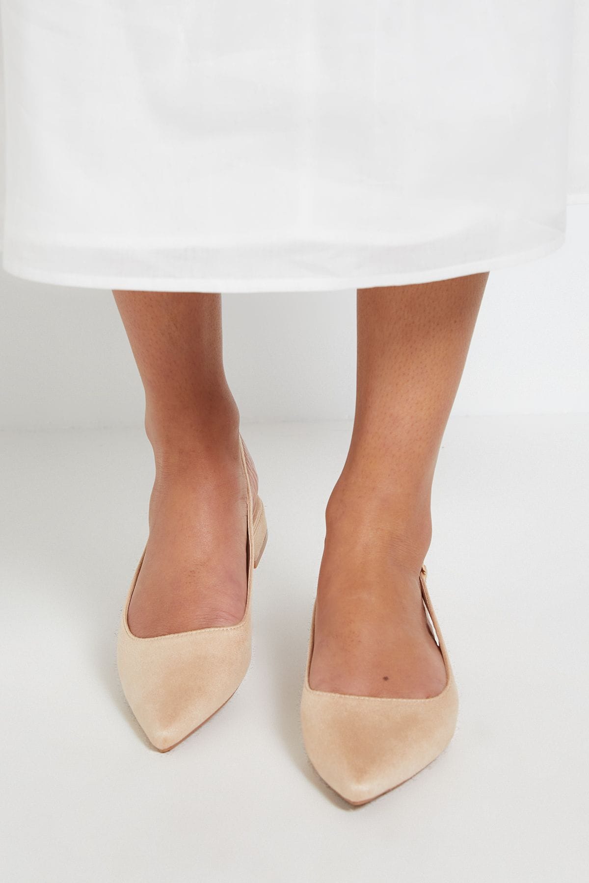 Dorothy Perkins Jerry Faux Suede Slingback Pointed Flat Shoes Beige image 2