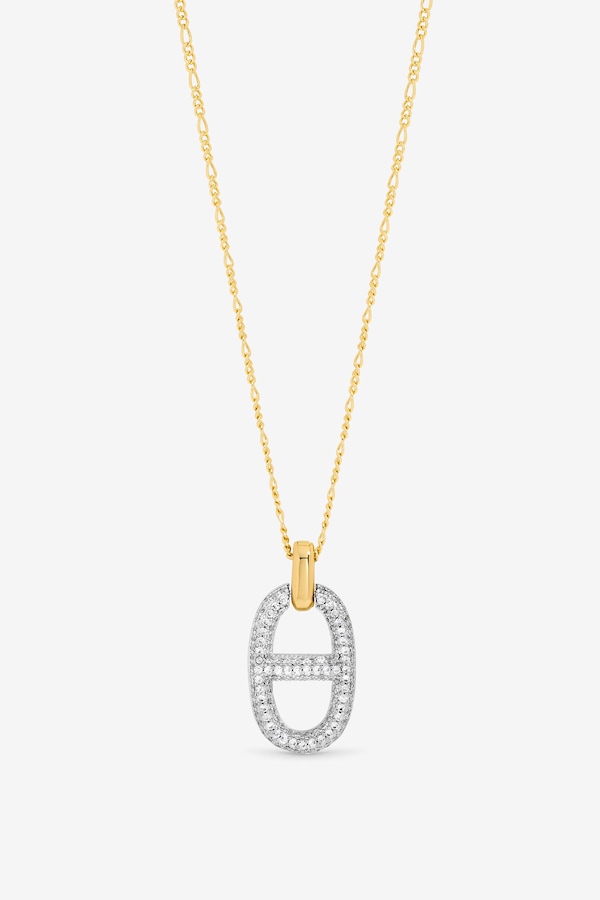 Jon Richard 18K Gold Plated Two Tone Pave Link Necklace