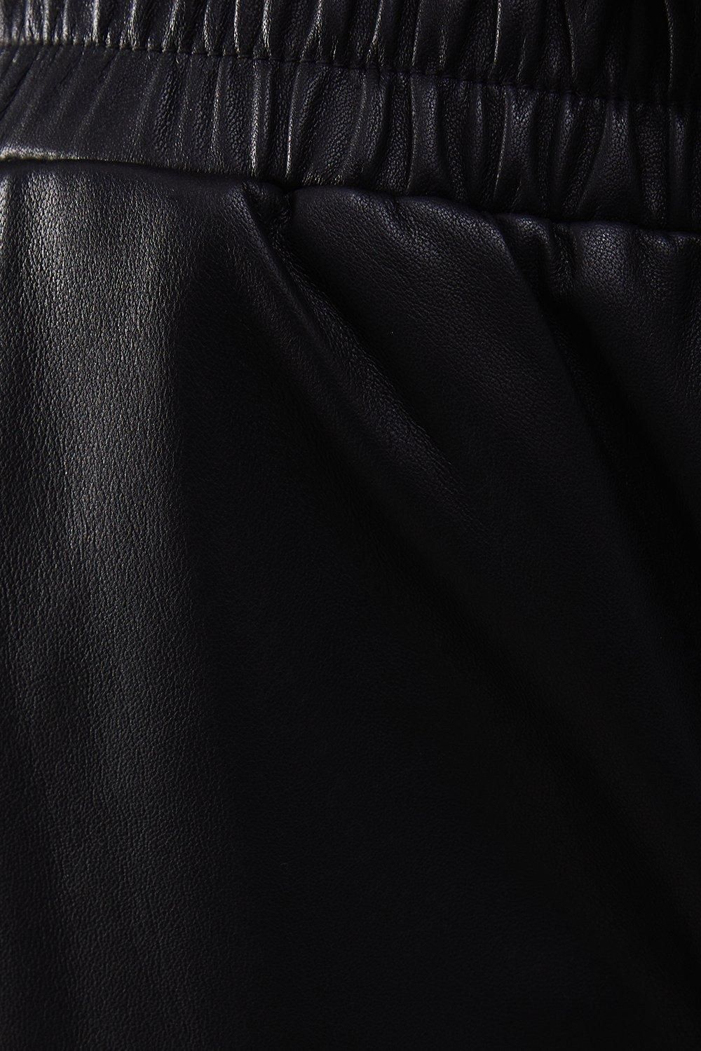 Warehouse Real Leather Straight Leg Jogger Black image 5