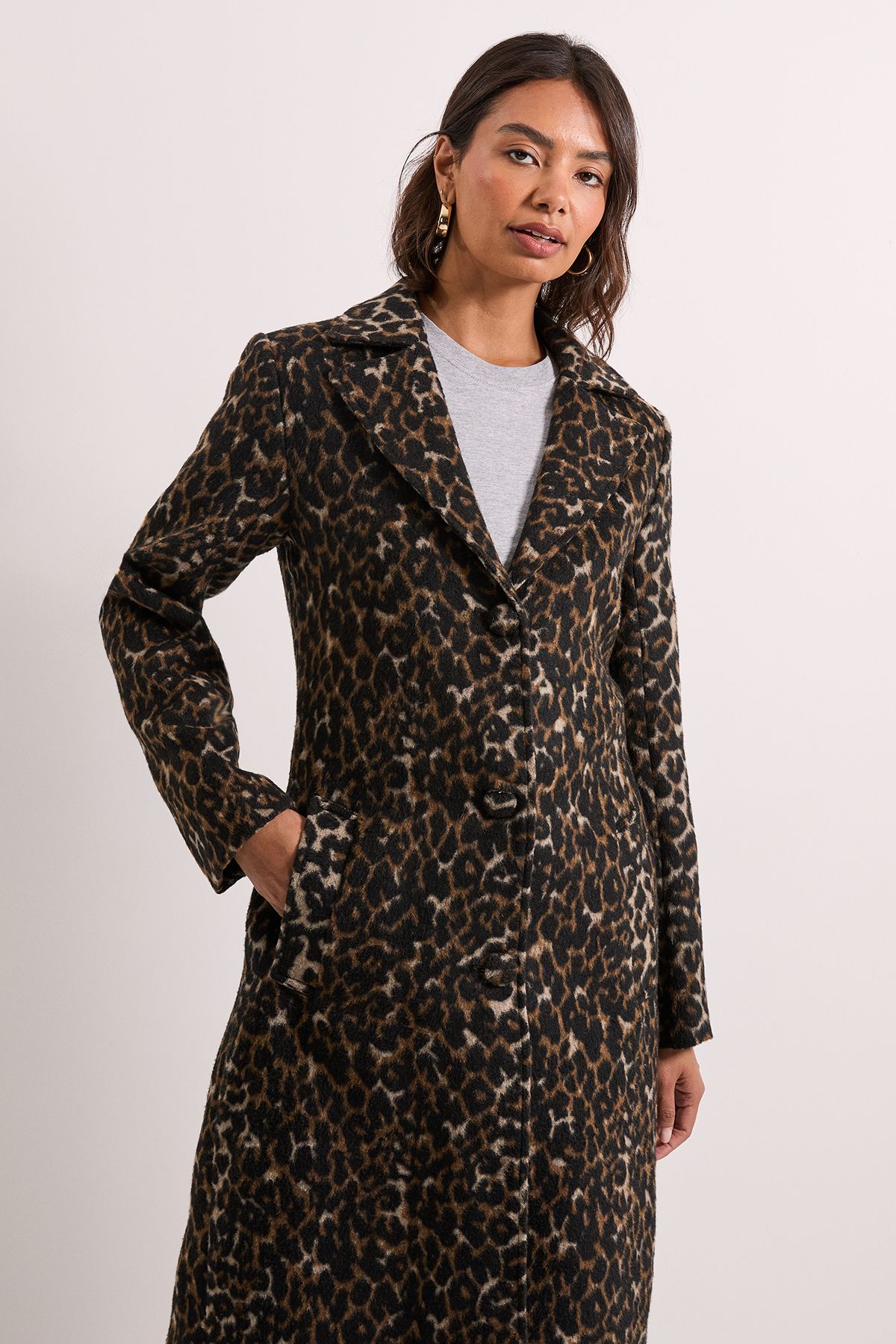 Dorothy Perkins Leopard Animal Wool Midi Coat Animal image 2