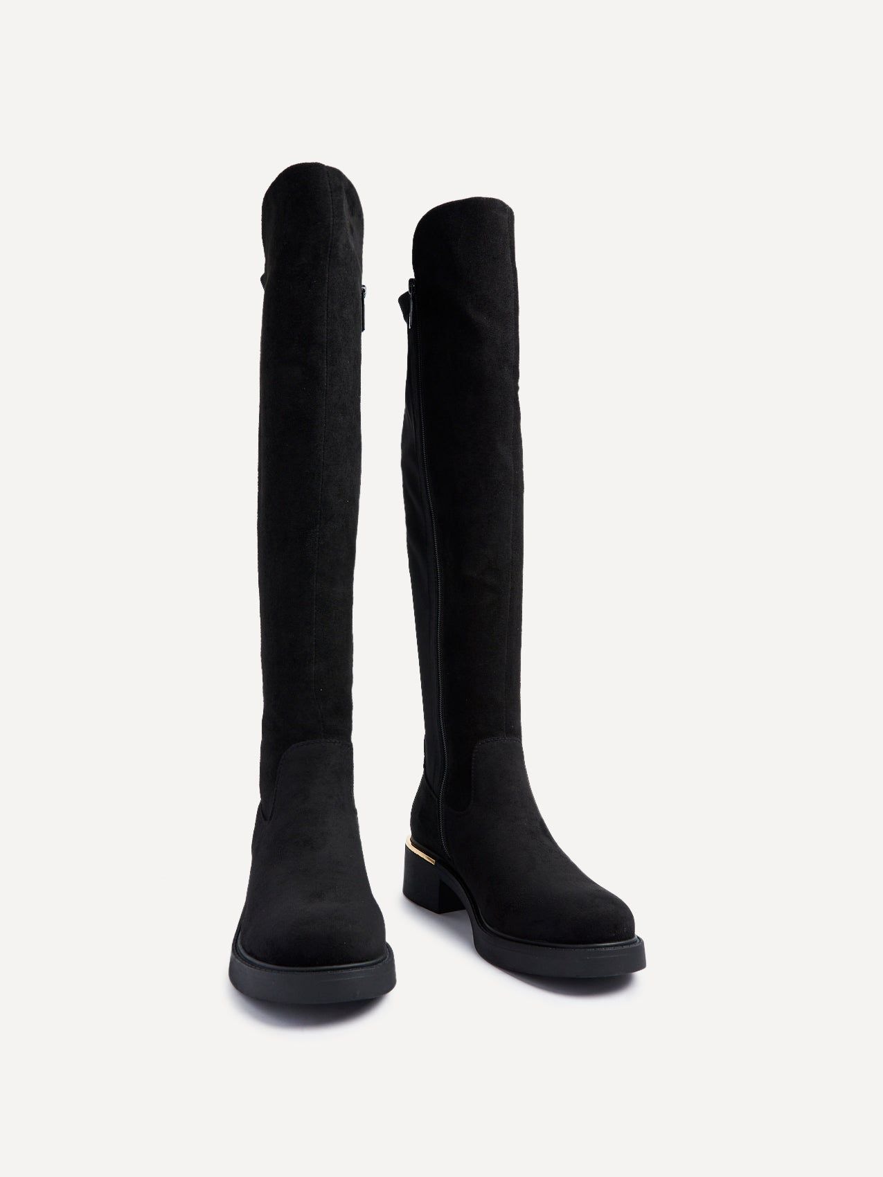 Linzi Sawyer Black Faux Suede Knee High Classic Riding Boot image 3