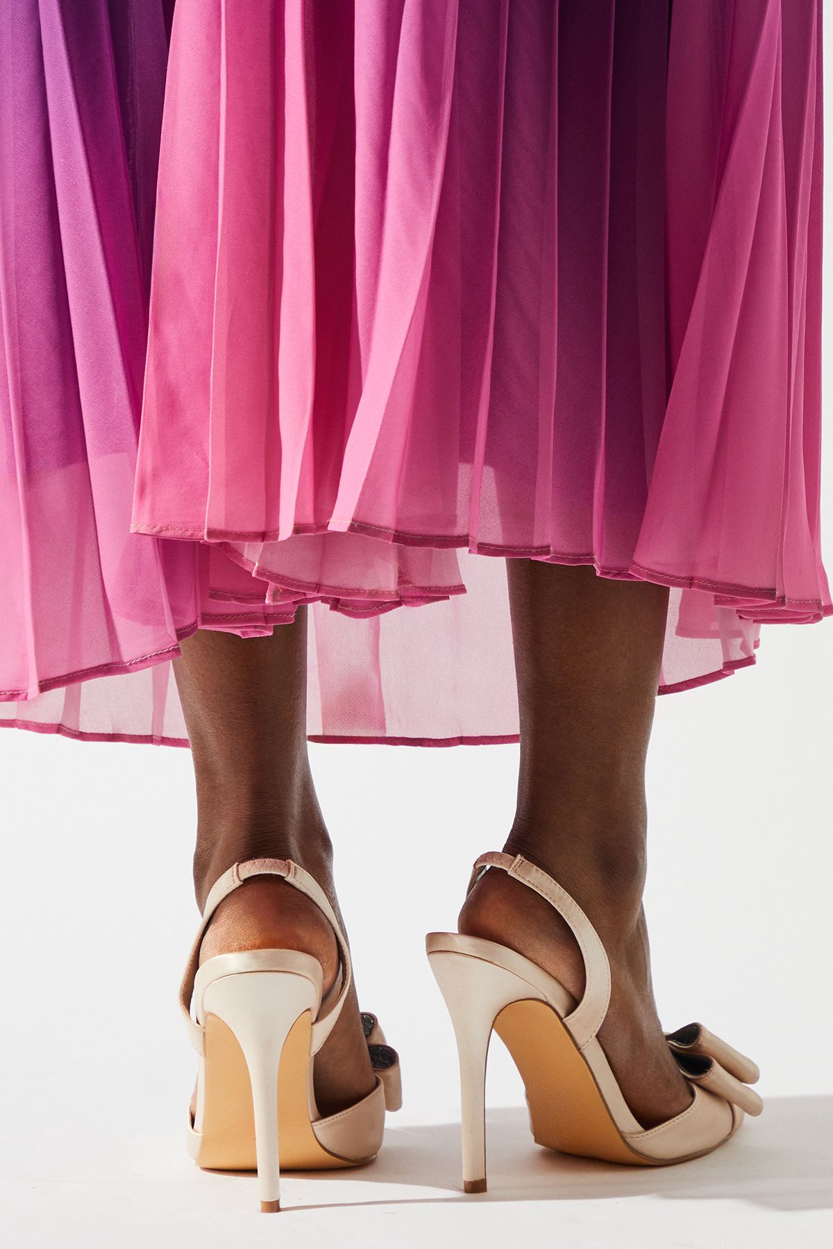 Coast Tamara Satin Bow Sling Back Stiletto Court Shoes Oyster image 3