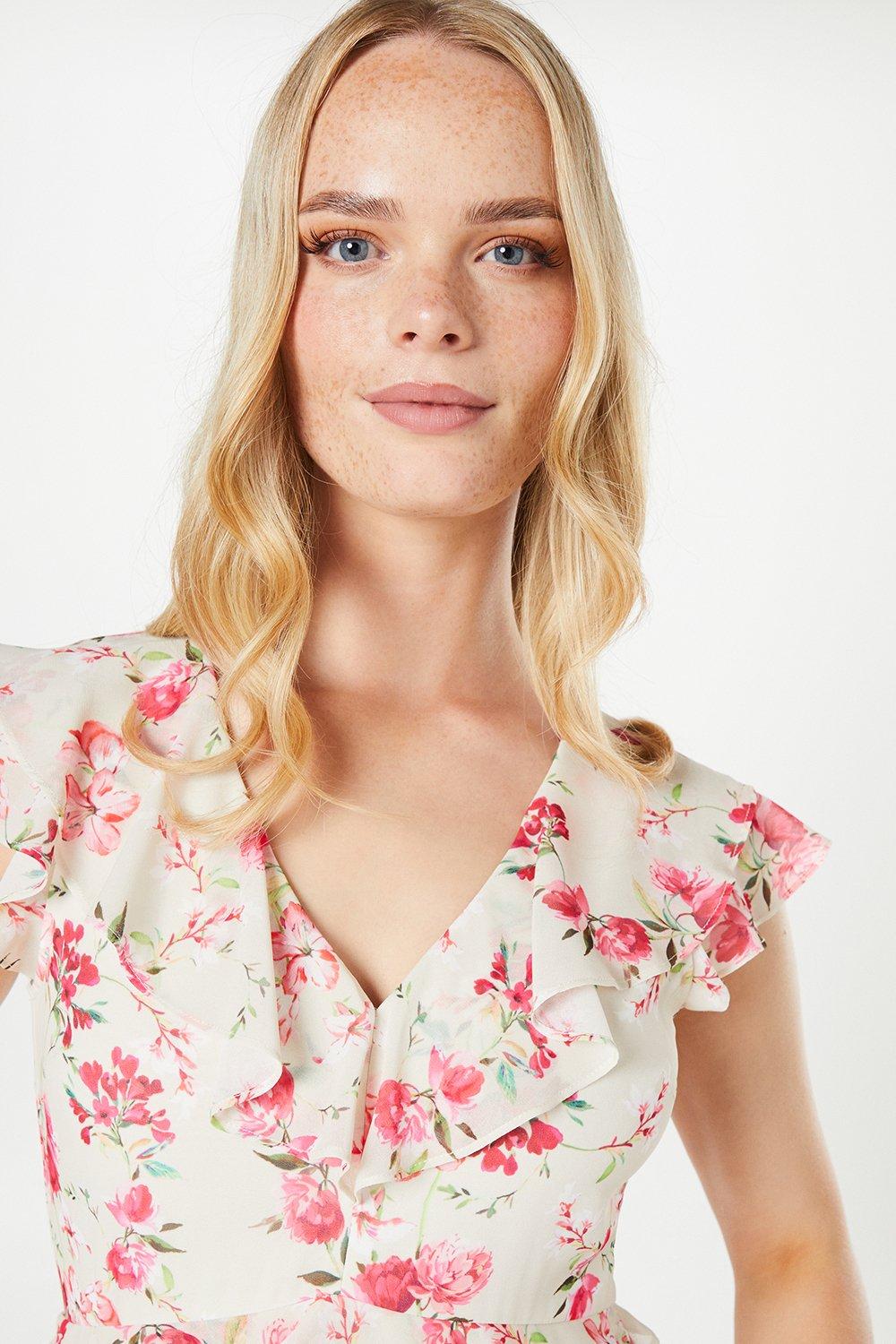 Oasis Floral Dobby Ruffle Midaxi Dress image 4