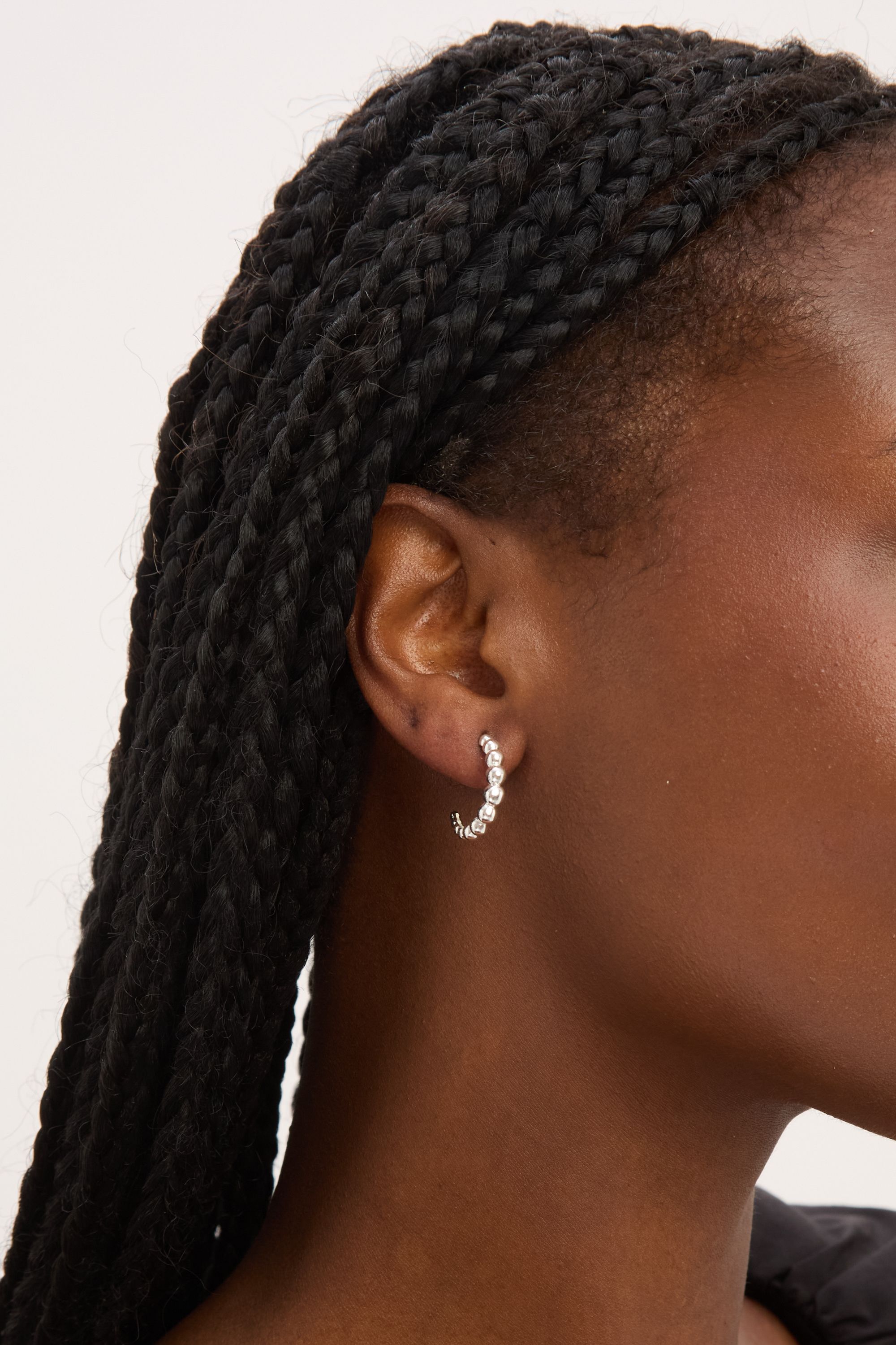 Simply Silver Sterling Silver 925 Polished Textured Orb Hoop Earrings image 2