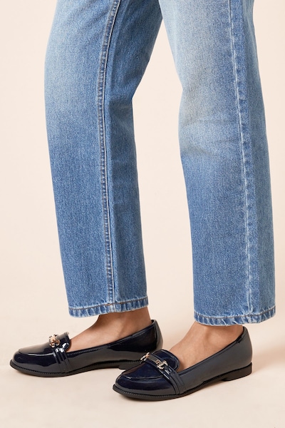 Dorothy Perkins Wide Fit Lora Snaffle Loafers Navy