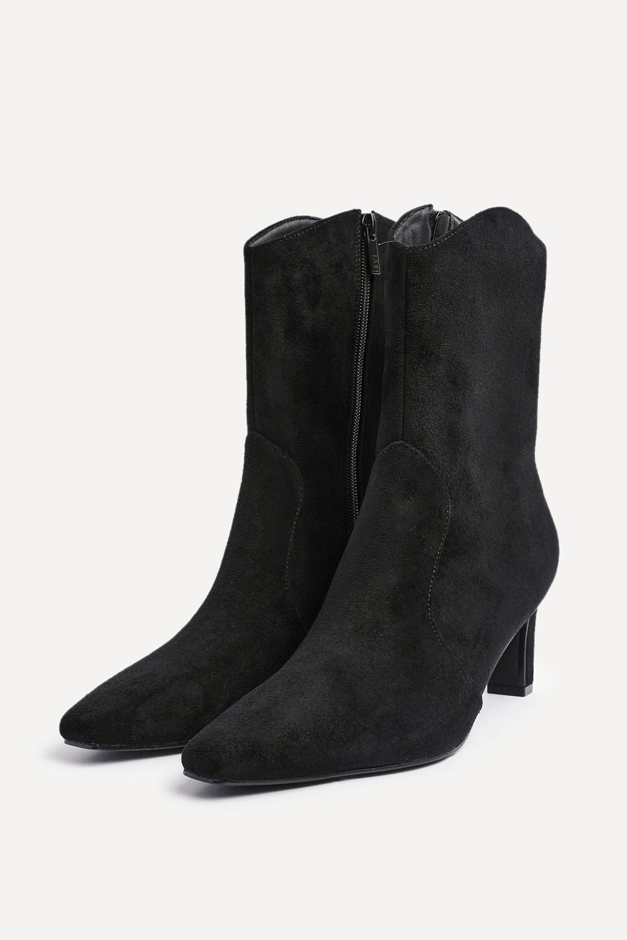 Linzi Calabasas Black Faux Suede Western Inspired Heeled Boot image 4