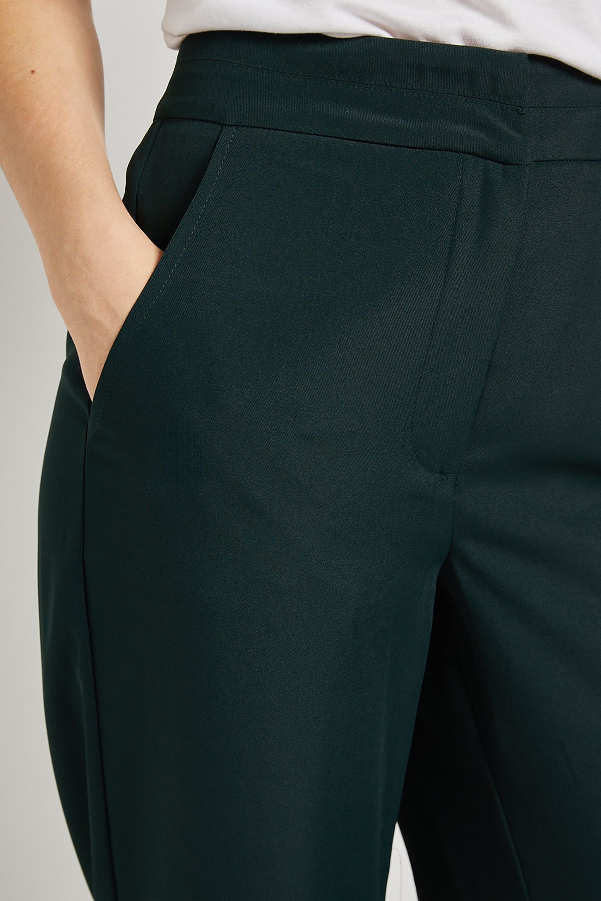 Dorothy Perkins Stitch Waistband Straight Leg Trouser Dark Green image 4