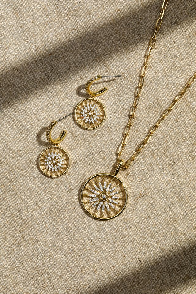 Inicio 14K Gold Plated Celestial Charm Hoop Earrings - Gift Pouch image 3