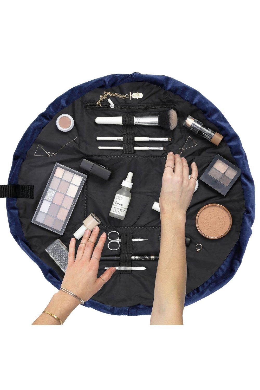 The Flat Lay Co Blue Velvet Open Flat Makeup Bag Multi image 4