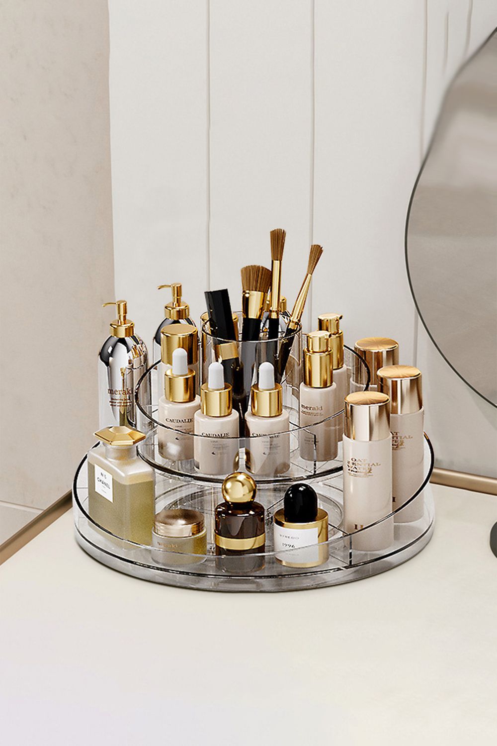 Living and Home Rotating Round Multifunctional Storage Skincare Shelf Desktop Organizer image 1