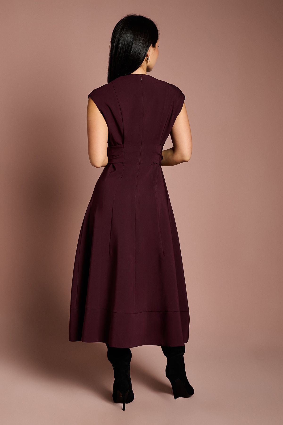 Coast Petite Belted Crepe Dress Chocolate image 3