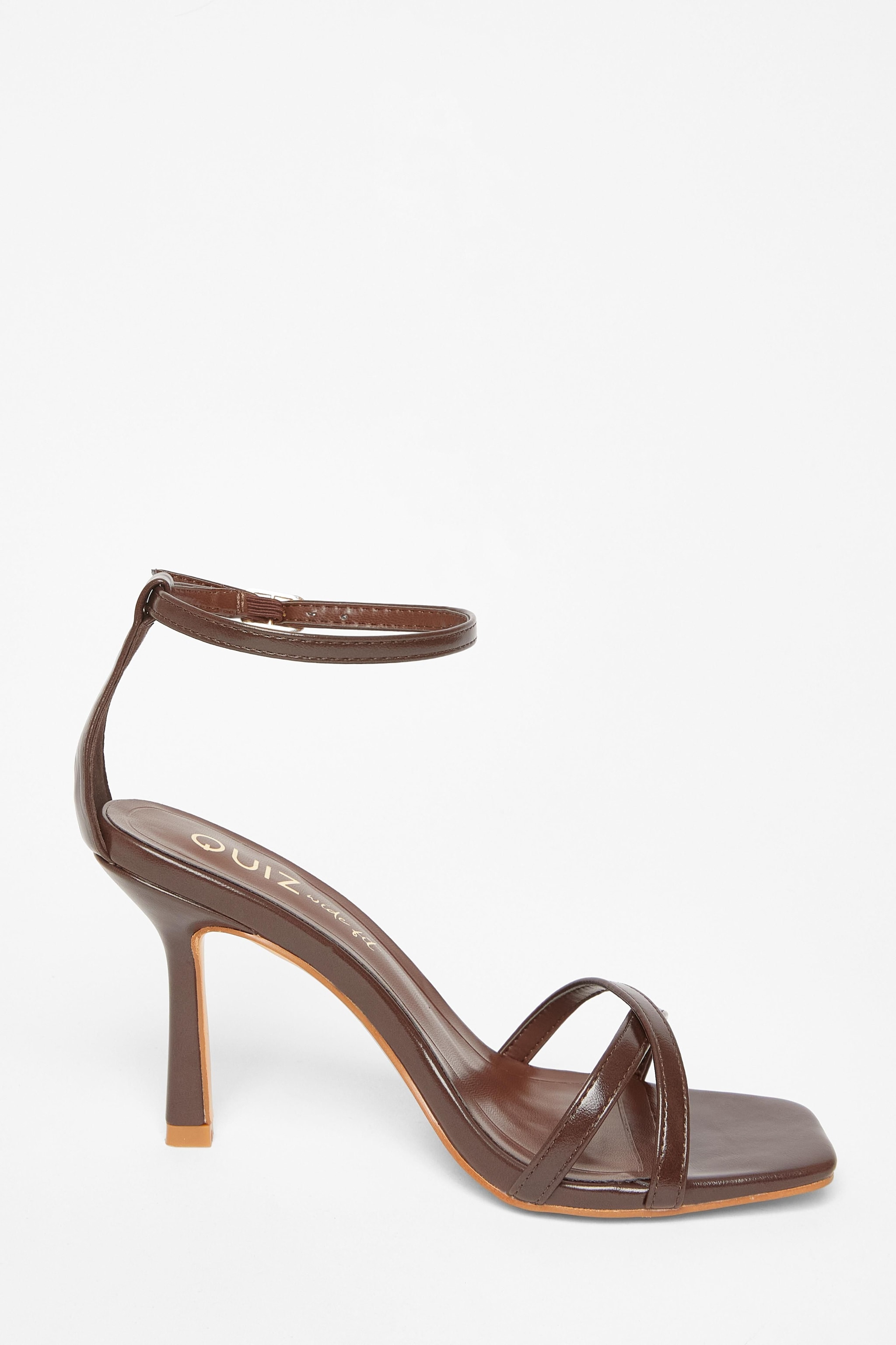 Quiz Brown Wide Fit Barely There Heels image 5