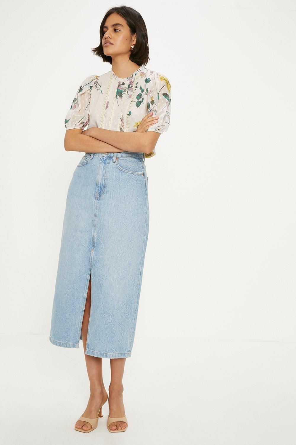 Oasis Lace Trim Dobby Chiffon Rose Floral Blouse Ivory image 1