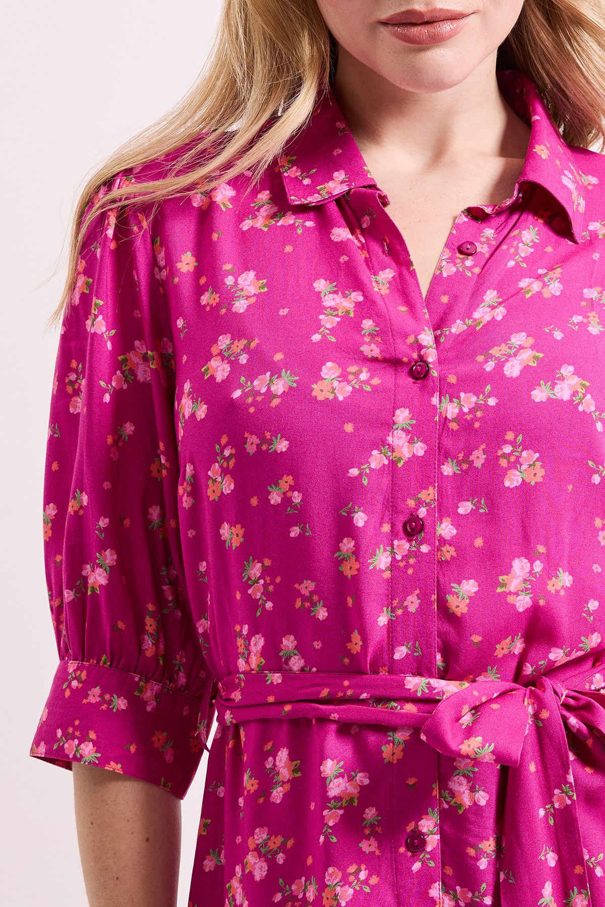 Dorothy Perkins Pink Floral Midi Shirt Dress Pink image 5